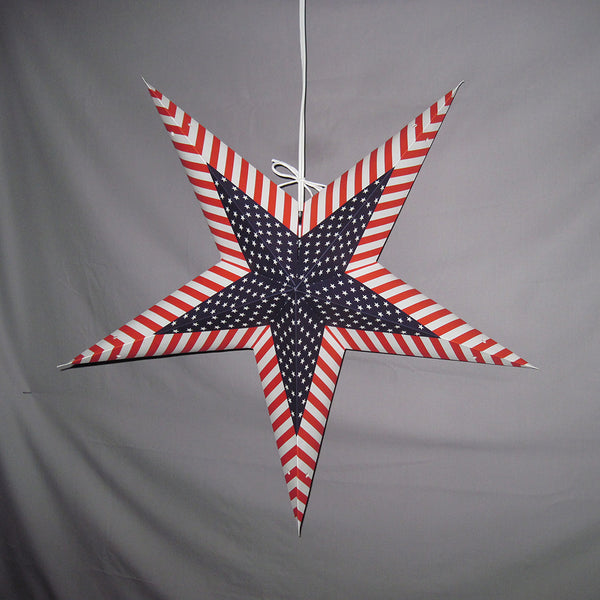 American Flag Star Lantern, Hanging Decoration, Hanging Ornaments, 4th of July, Light Lantern, Paper Folding Lamp, Power Cord Included