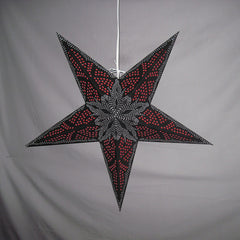 Black & Red Polka Dot Design Paper Star Lantern, Hanging Decoration, Hanging Ornaments, Power Cord Included