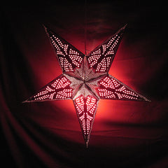 Black & Red Polka Dot Design Paper Star Lantern, Hanging Decoration, Hanging Ornaments, Power Cord Included
