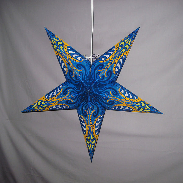 Blue, Yellow Paper Star Lantern, Hanging Decoration, Hanging Ornaments, Power Cord Included