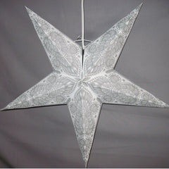 Gray, White Peacock Paper Star Lantern, Hanging Decoration, Hanging Ornaments, Power Cord Included