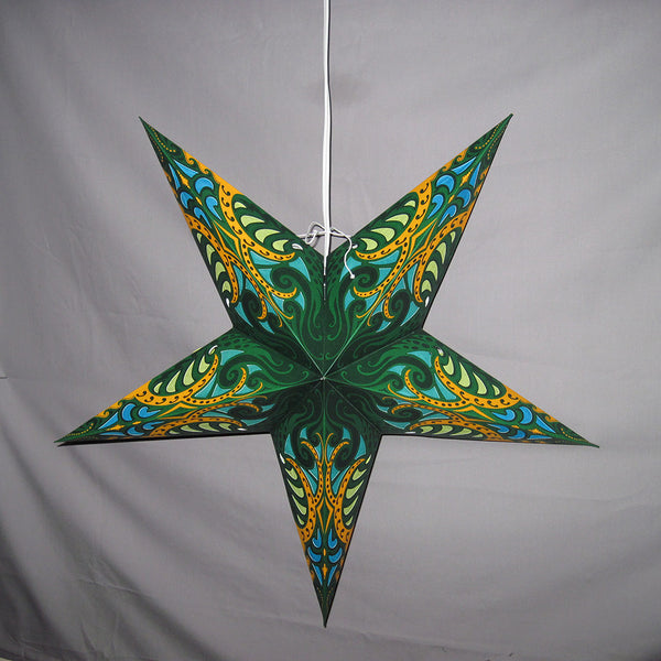 Green, Yellow Paper Star Lantern, Hanging Decoration, Hanging Ornaments, Power Cord Included