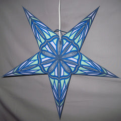 Neon Blue, Green, Lavender Paper Star Lantern, Hanging Decoration, Hanging Ornaments, Power Cord Included