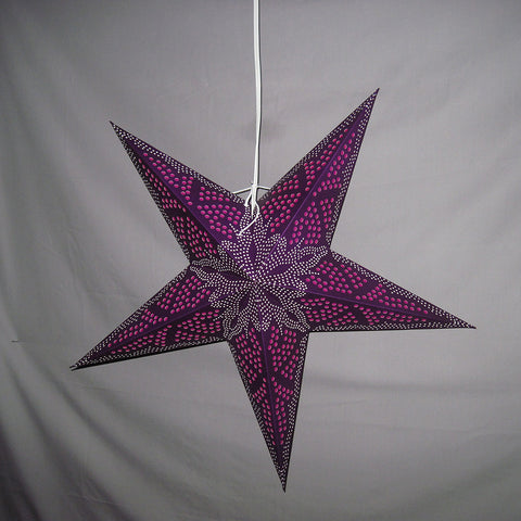 Purple Polka Dot Design Paper Star Lantern, Hanging Decoration, Hanging Ornaments, Power Cord Included
