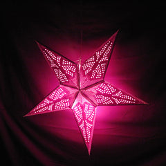 Purple Polka Dot Design Paper Star Lantern, Hanging Decoration, Hanging Ornaments, Power Cord Included