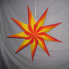 Sunburst Yellow, Red, Orange Paper Star Lantern, Hanging Decoration, Hanging Ornaments, Power Cord Included