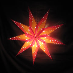 Sunburst Yellow, Red, Orange Paper Star Lantern, Hanging Decoration, Hanging Ornaments, Power Cord Included