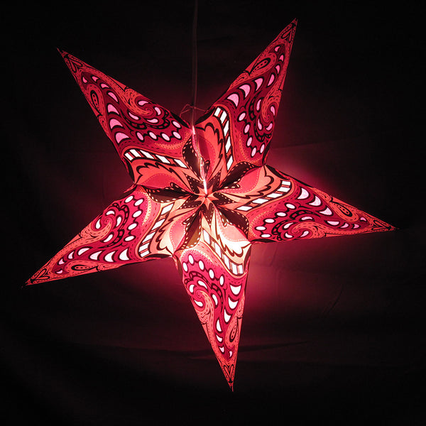 Pink Enchanted Paper Star Lantern, Hanging Decoration, Hanging Ornaments, Power Cord Included